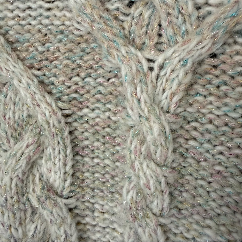Anthropologie V- Neck Drama Rainbow Metallic Cable Knit Sweater - Picture 11 of 11